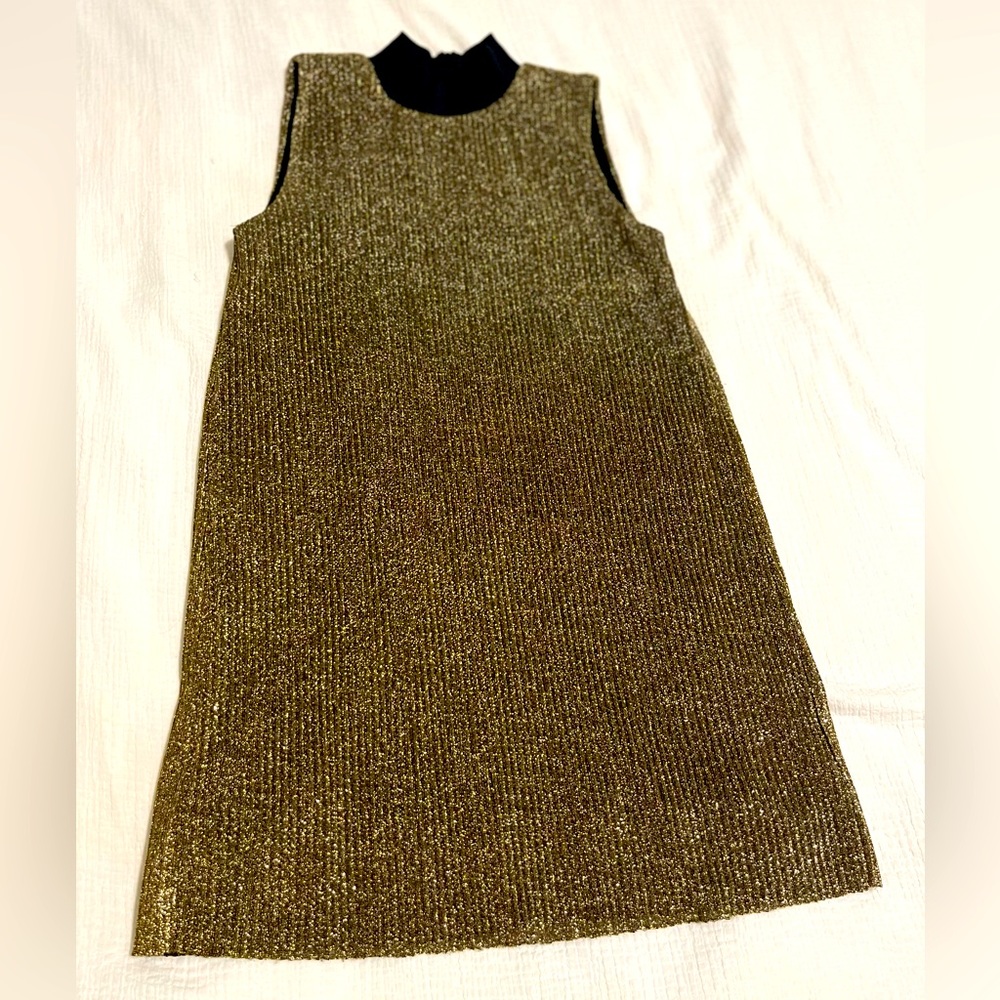Gold sleeveless mock neck dress